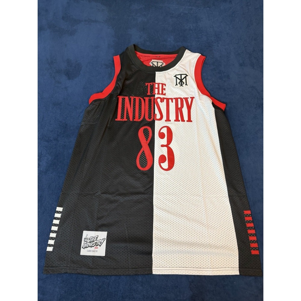The Industry Montana Basketball Jersey Mens XL Black White Red Mesh Shirt 83